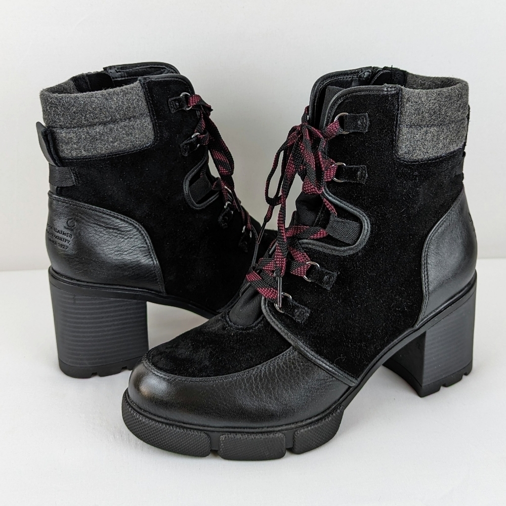 Naturalizer Myla Boots Leather Suede Waterproof Combat Lace Up Black 10M NIB